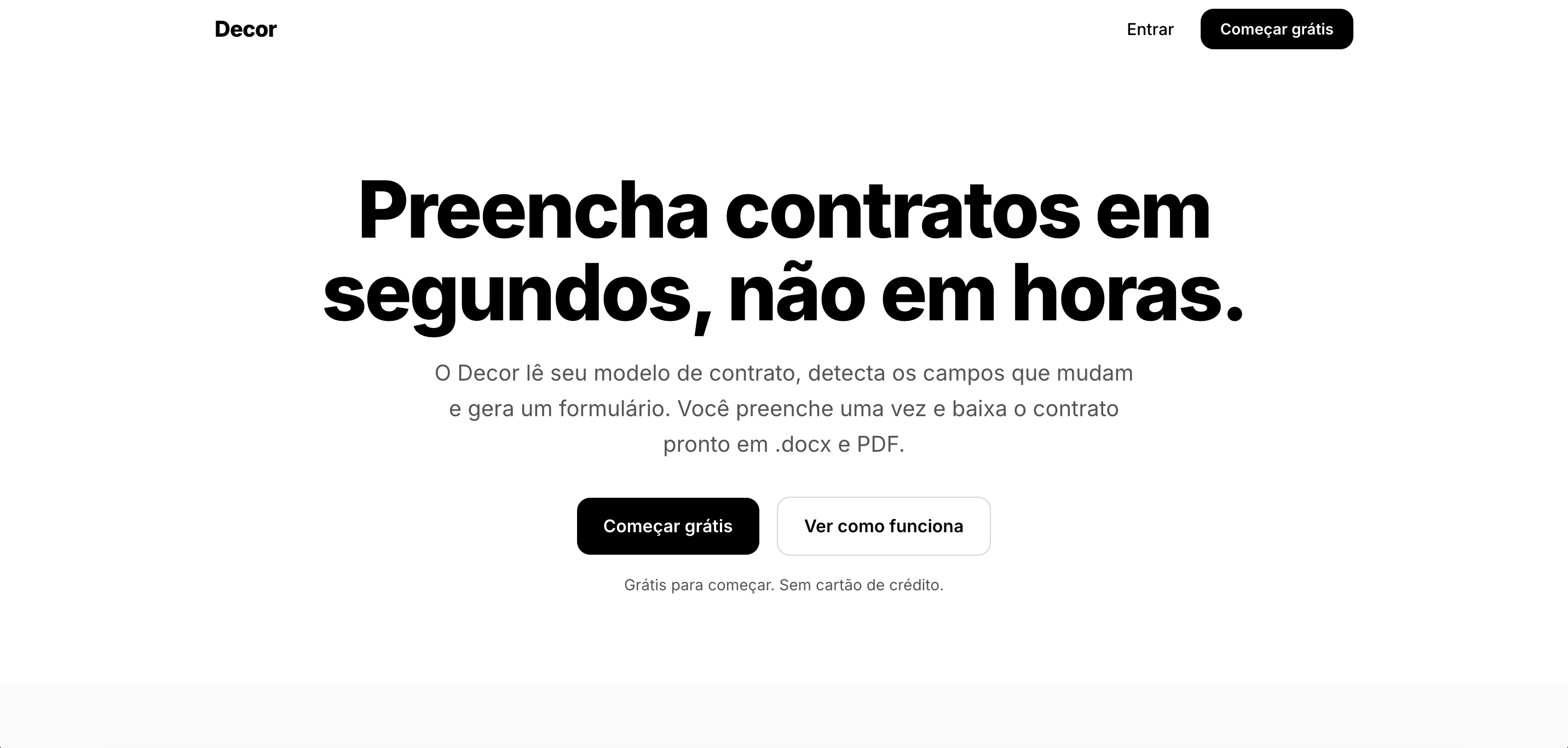 Página inicial da Decor